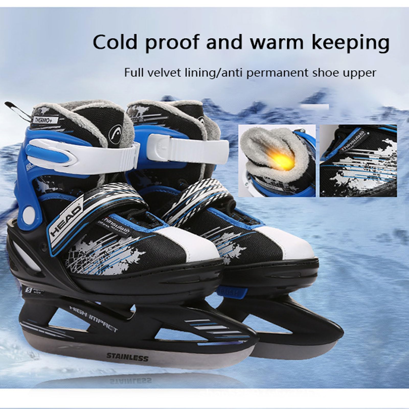 Patins à Glace Homme/Femme/Enfant,Patins à Glace Enfants Chic,4 tailles réglables,Patin a Glace Loisir Polyvalent,Confortables et Endurants,Patins à Glace pour Femmes,Enfants et Jeunes