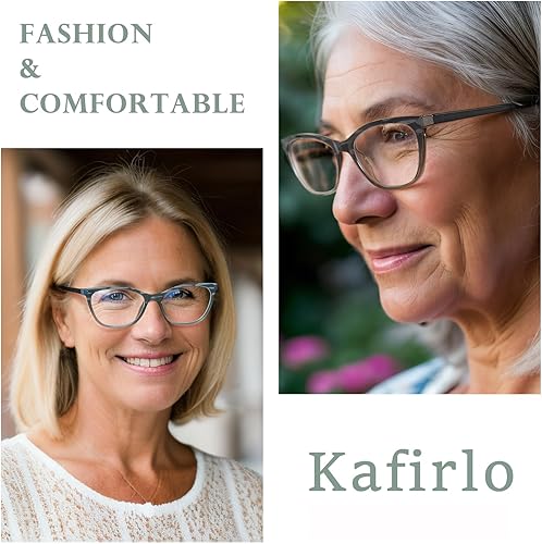 Miniatura 3 de Kafirlo Gafas de lectura bifocales para mujer, ojo de gato, bloqueo de luz azul, lector de computadora, parte superior transparente, sin transición