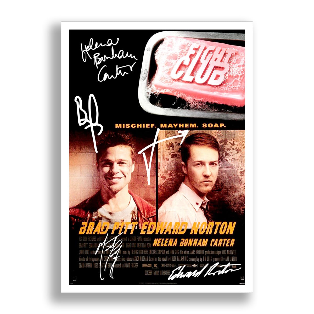 Fight Club Cast Signed A4 Poster Photo Print Framed Autograph Gift Movie Film (A4 POSTER ONLY)