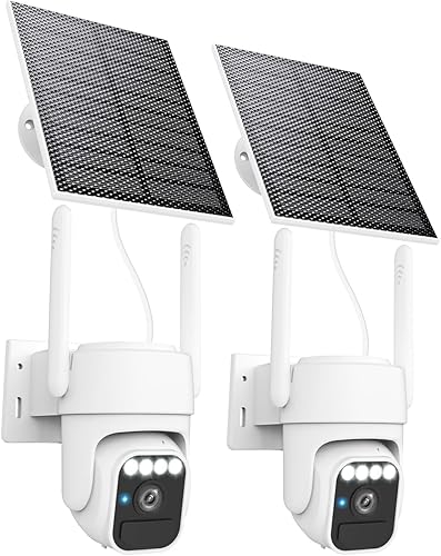 Cámaras de seguridad solares inalámbricas para exteriores, visión nocturna a color, almacenamiento SDnube, conversación de 2 vías, WiFi de 2.4 GHz,