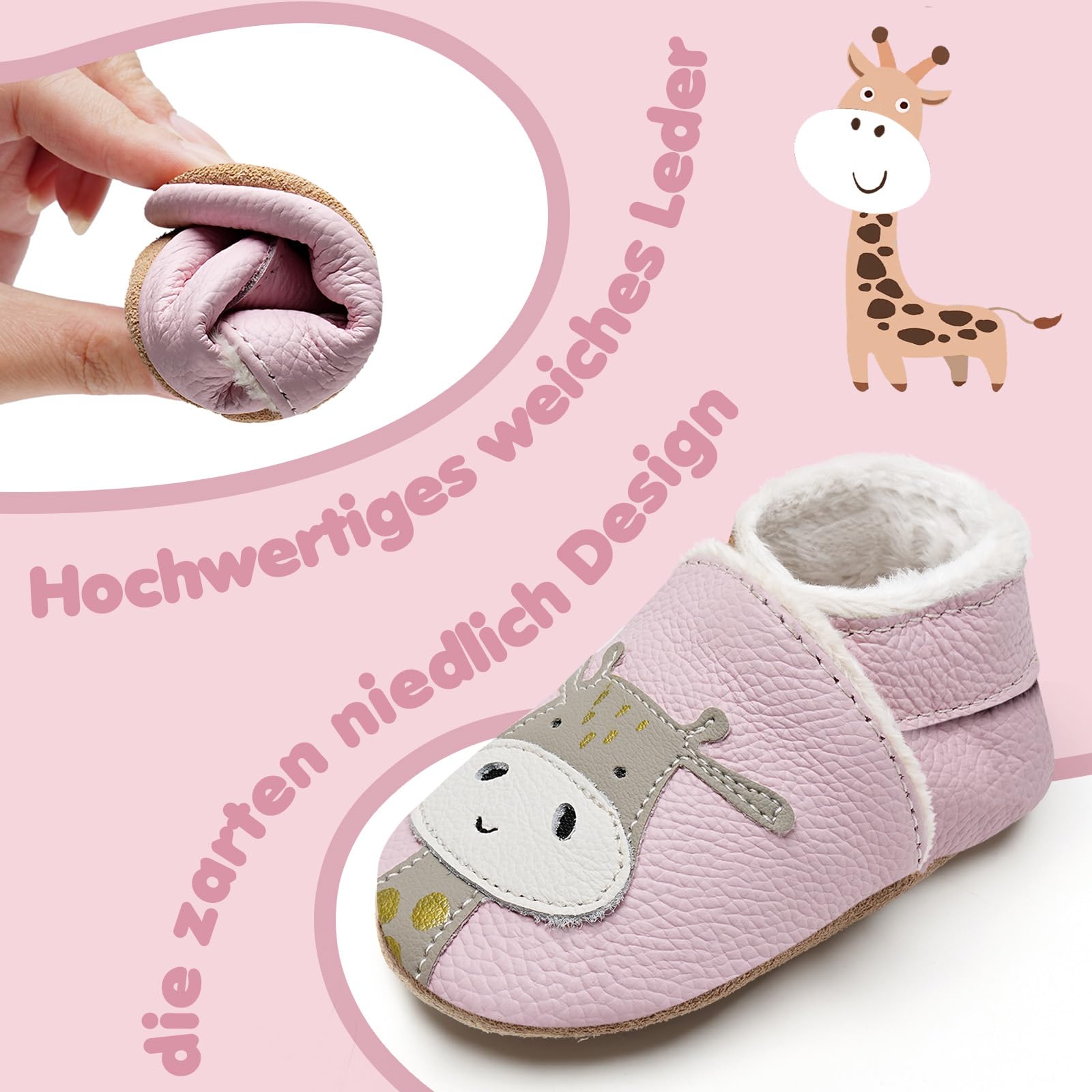 Scarpe Primi Passi Bimba Bimbo Invernali Scarpine Primi Passi Bambina Scarpine in Pelle Bambino Calda Fodera Pantofole Bambini