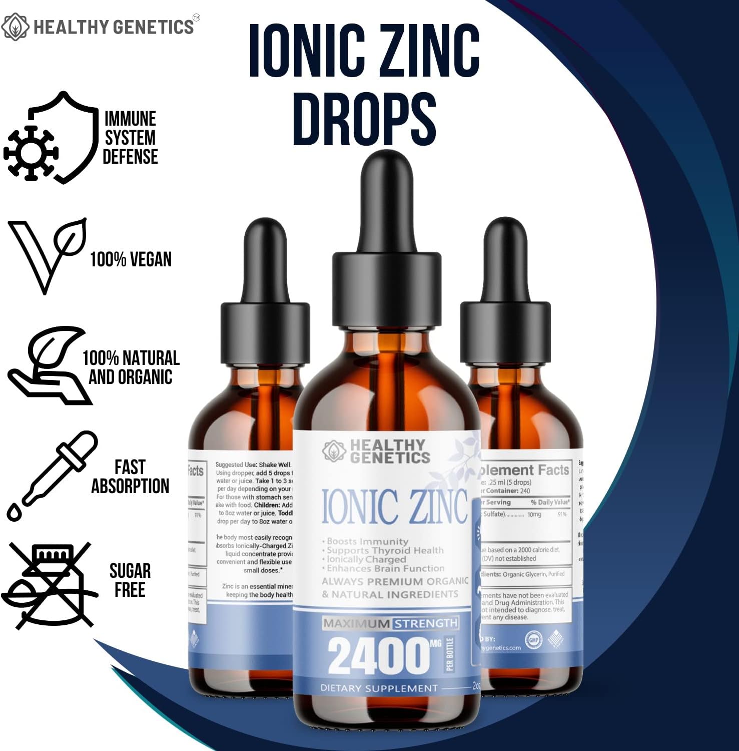 Liquid Zinc Drops Concentrate for entire family | 240 Day Supply | Zinc Sulfate 2400mg | Immunity, Mood, Brain Thyroid | 2 Oz - Image 3