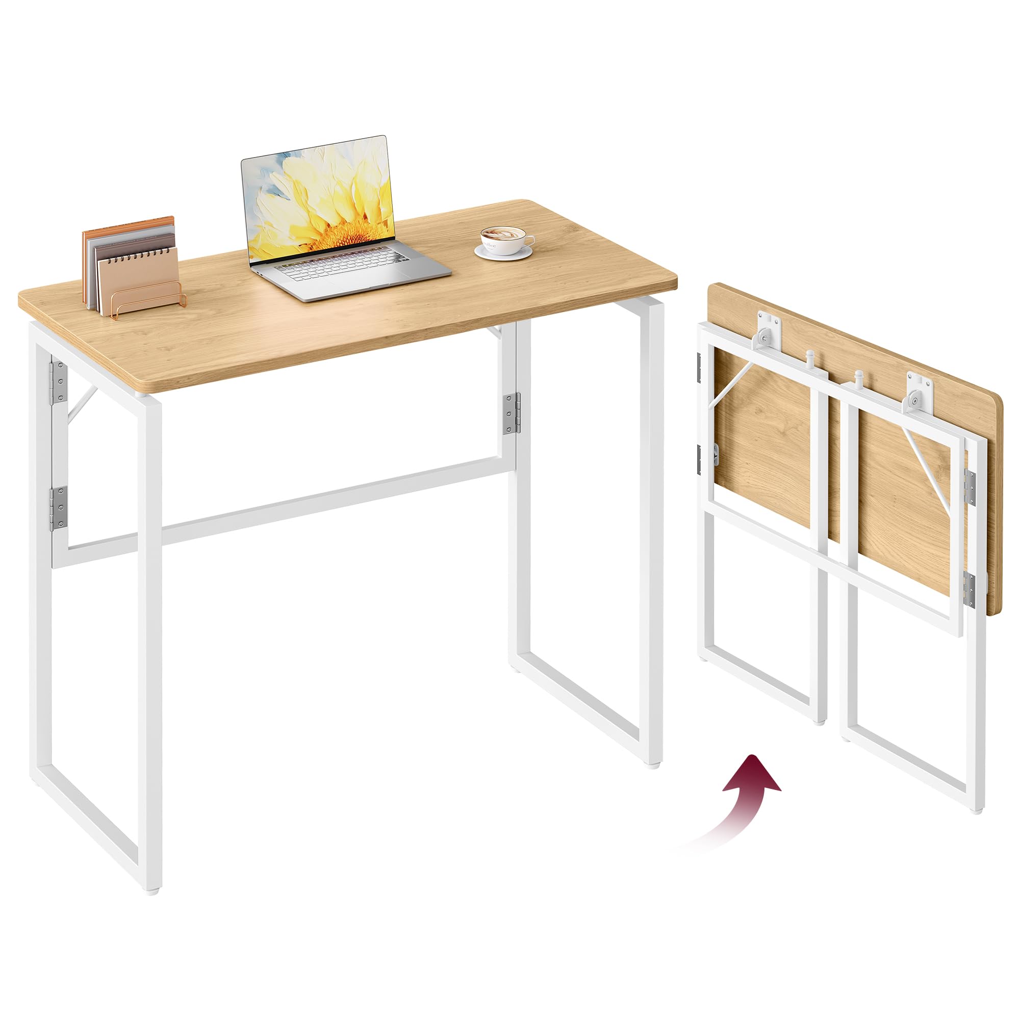 VASAGLE Klapptisch klappbarer Computertisch 80 x 40 cm natureichenfarben