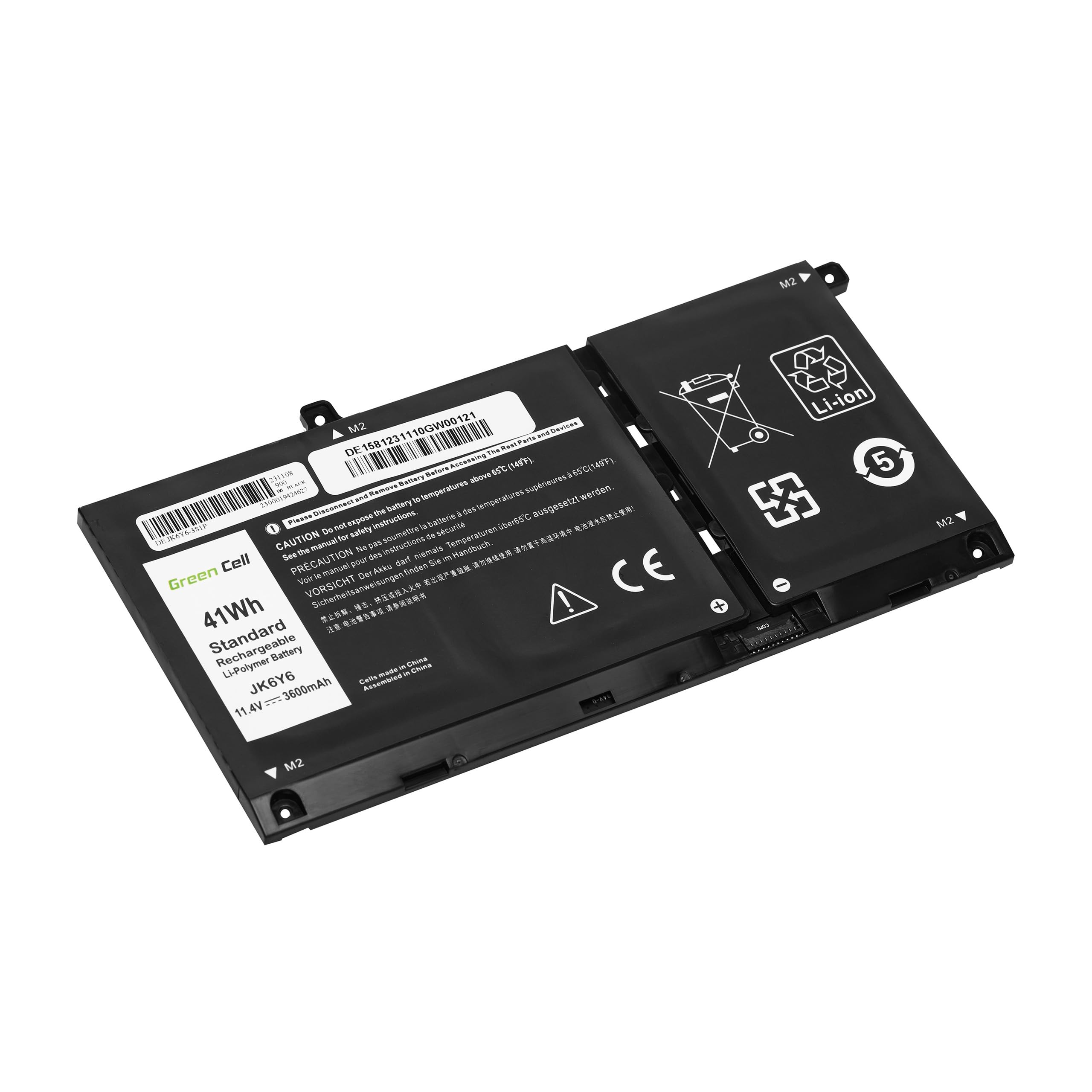 Green Cell Batteria JK6Y6 per Dell Inspiron 13 5300 5301 14 5401 5402 5408 5409 7406 Silver 15 5501 5502 5505 5508 Latitude 3120 3510 Vostro Laptop (3600mAh 11.4V Nero)