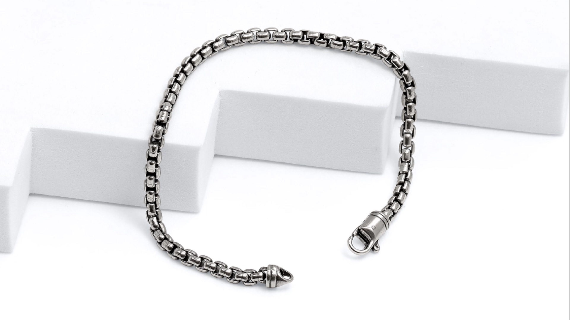 LeCalla Bracciale Uomo In Argento Sterling 925 - Maglia Rolo Quadrata 6mm - Prodotto In Italia (Lunghezza 22 Cm)