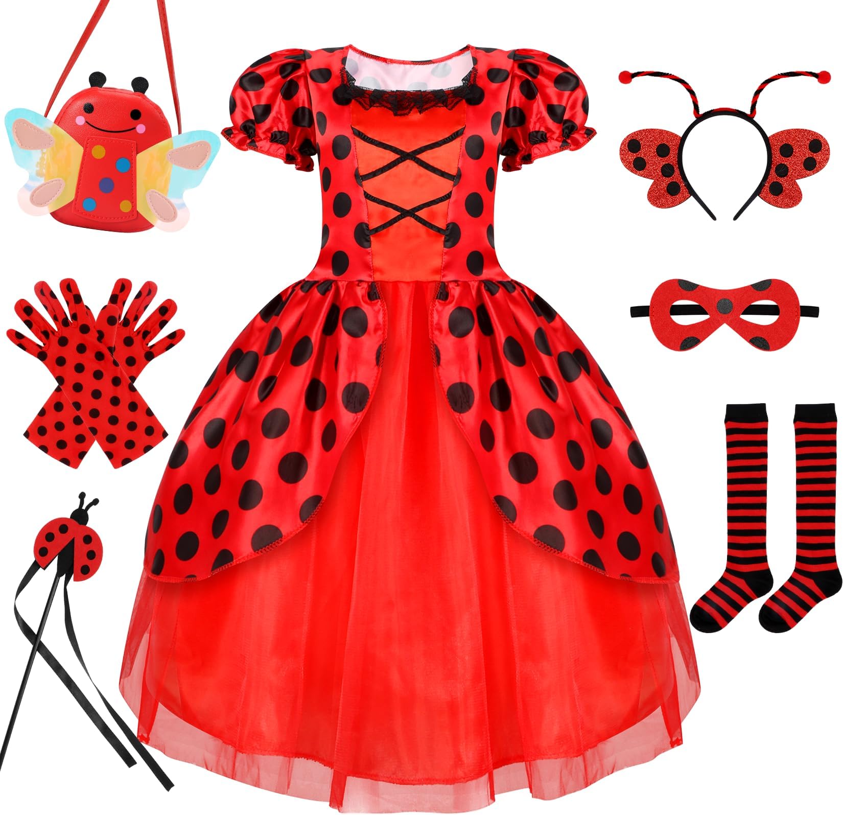 Cocojeci Ladybug Costume Lady Bug Costumes for Girls Halloween Costumes for Kids Toddler Costume Ladybug Dress Up