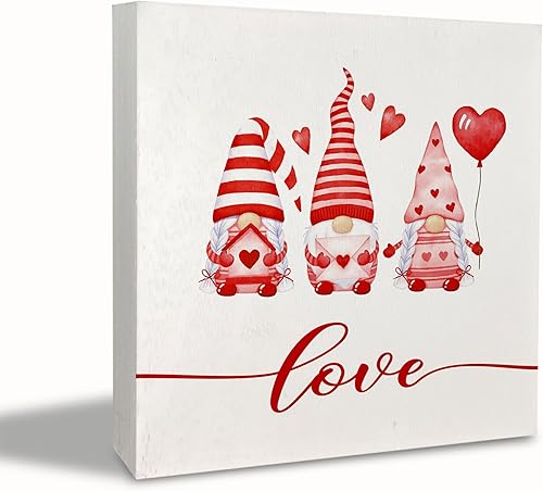 Miniatura 11 de KEUSPI Decoración de mesa de escritorio para el día de San Valentín, letrero de madera para el día de San Valentín, gnomos rosados, decoración