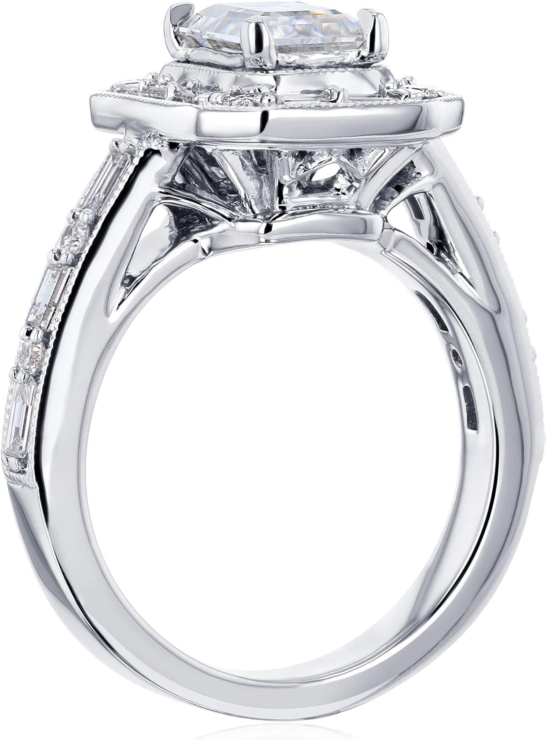 Kobelli Moissanite The Daisy Art Deco Emerald Engagement Ring - 5.5 / Forever One D-E-F