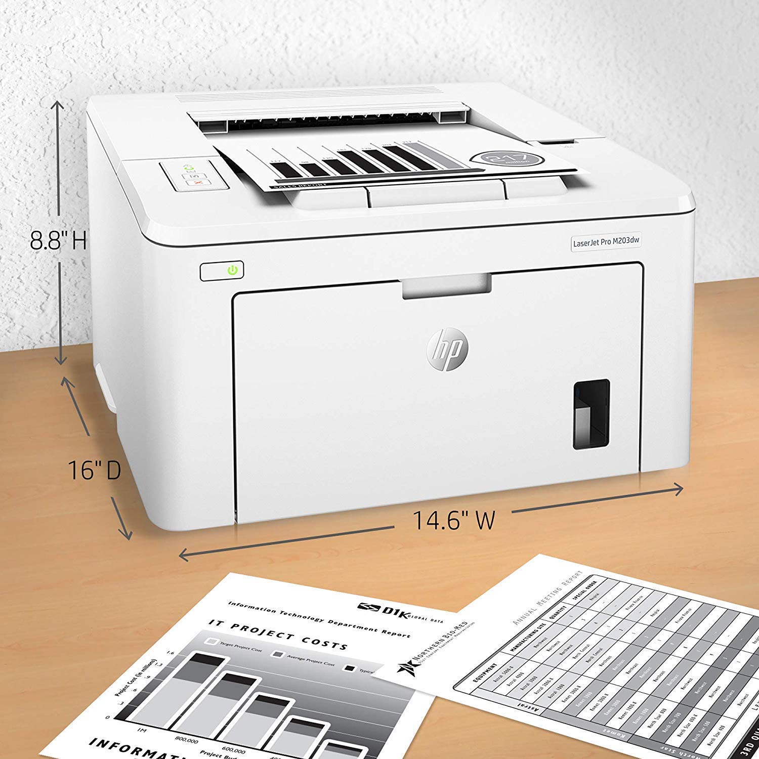 Amazon.com: Hewlett Packard Laserjet Pro M203dw Impresora láser  monocromática inalámbrica con protector de sobretensiones + cesta  electrónica paño de limpieza de microfibra : Productos de Oficina