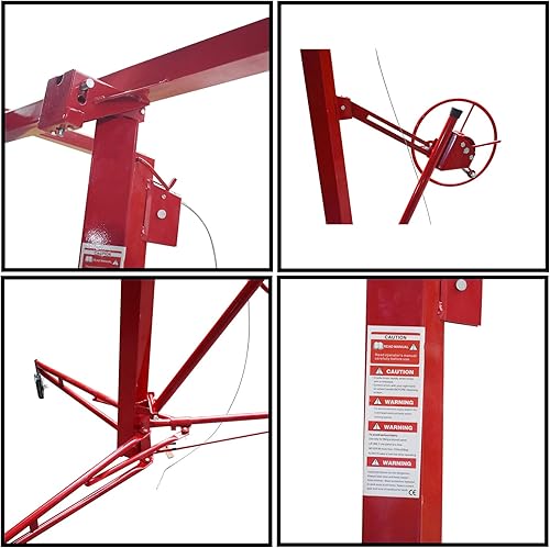 Miniatura 3 de Elevador de panel rodante de 16 pies con panel de elevación de paneles de yeso con ruedas bloqueables, color rojo