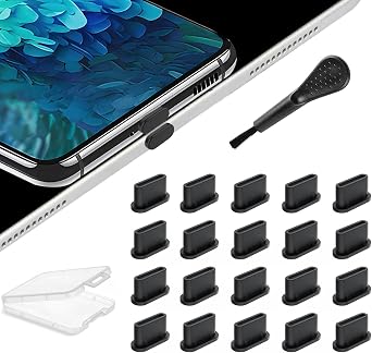 USB C Port Cover, Silicone Type C Charging Port Protector, 20Pcs Black