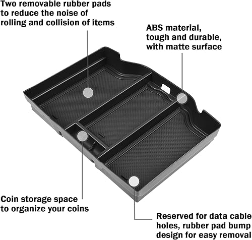 Miniatura 5 de TACOBRO Organizador de consola central compatible con Dodge RAM 2019-2023 2024 1500 2500 3500 accesorios bandeja de inserción para reposabrazos