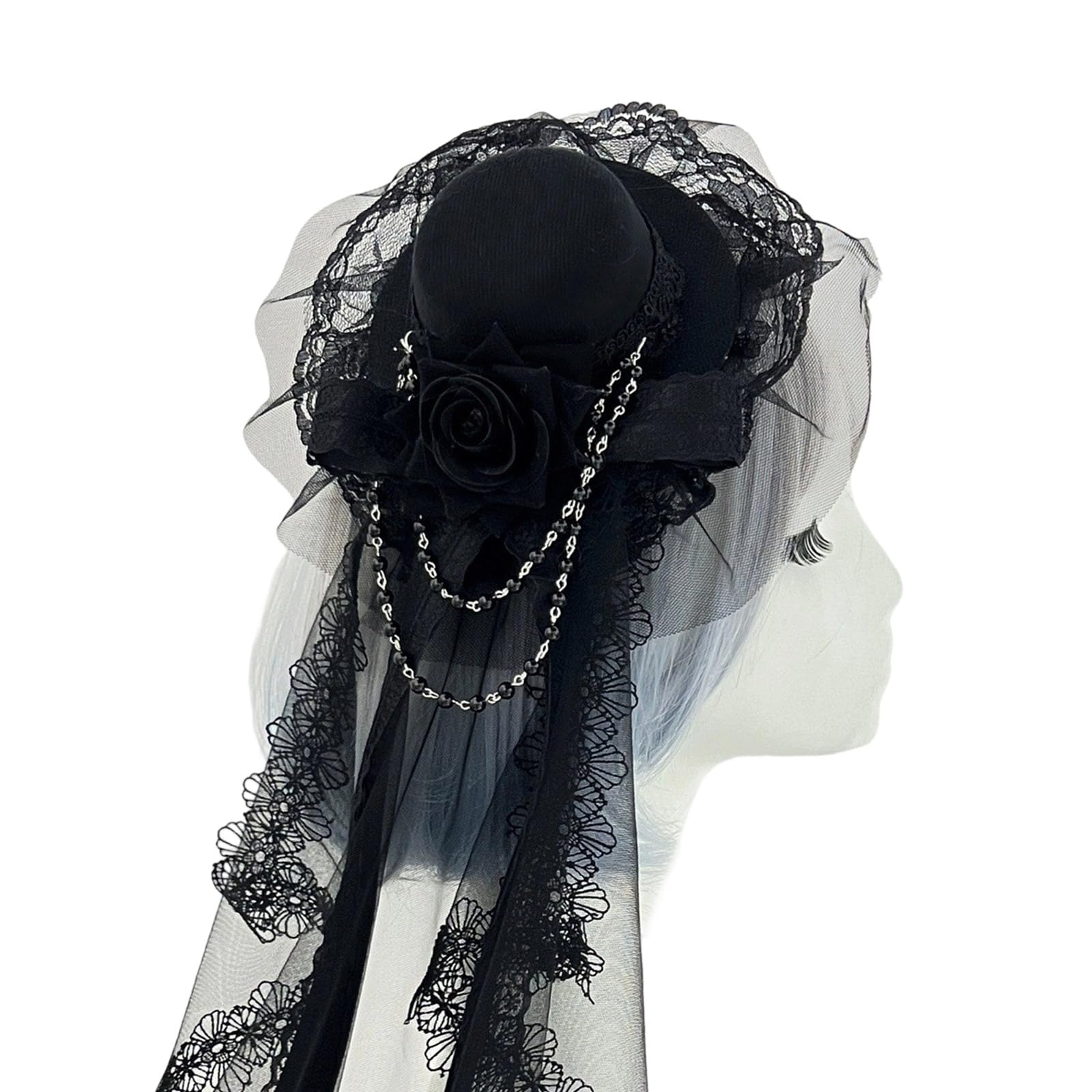 YUXITA Elegant Rose Accent Veil Hair Clip For Women Girls Lightweight Nonslip Hair Barrettes For Wedding Party Daily Use