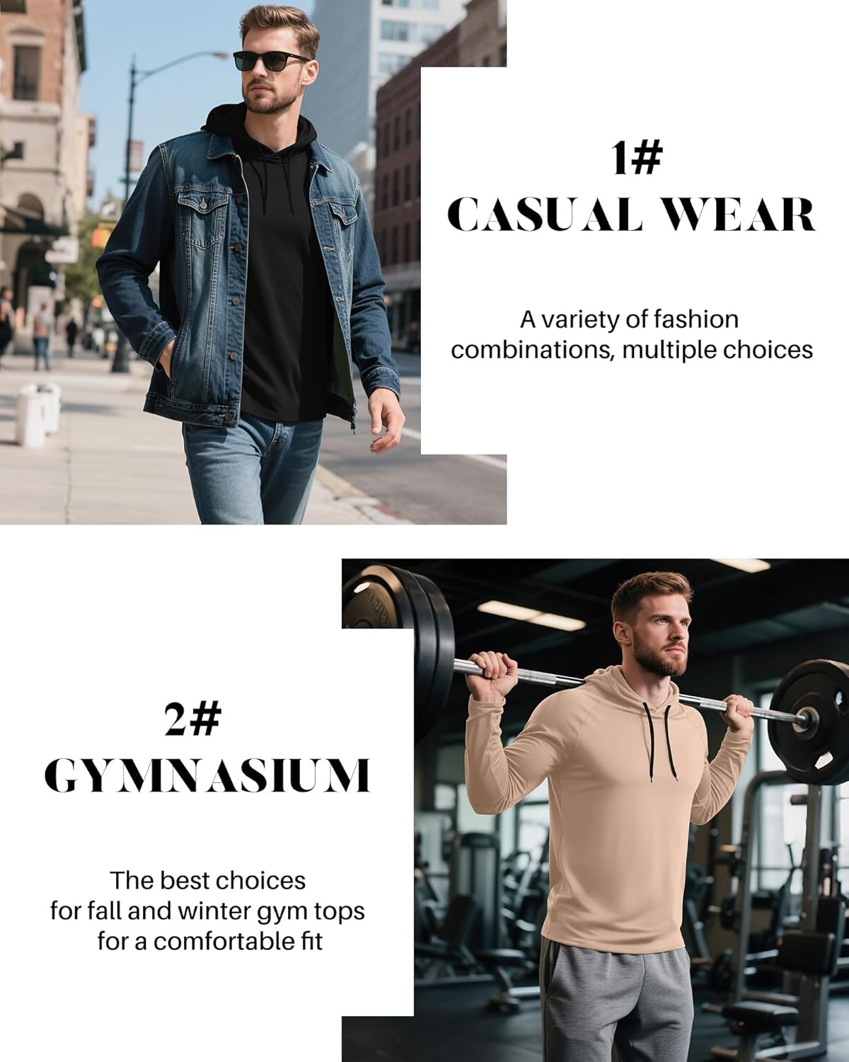 Ficerd 3 Pack Hoodies for Men Big and Tall, Lightweight Long Sleeve Workout Gym Running Fishing Pullover Hooded Sweatshirts - Image 5