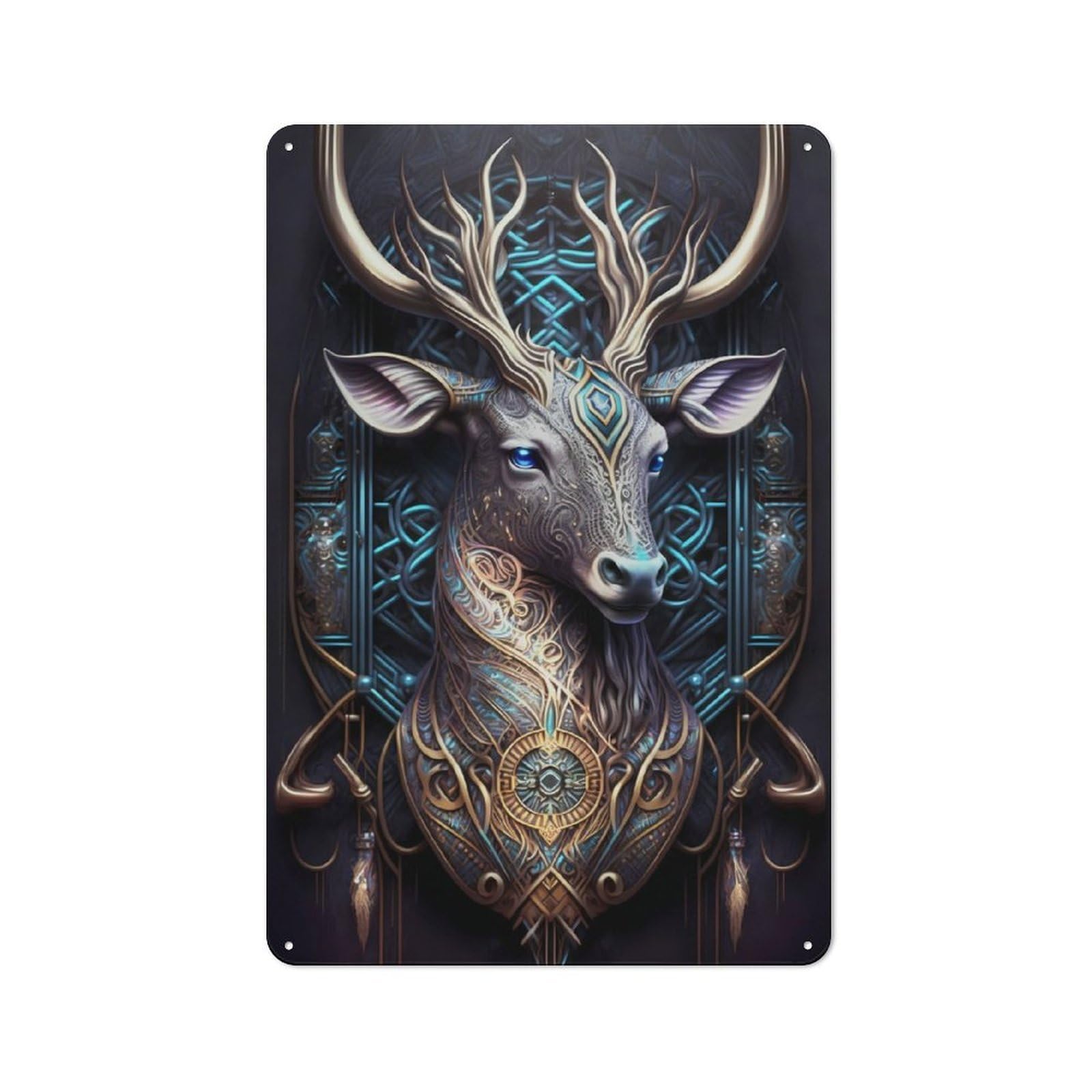 Junmoney Spiritual Cosmic Deer Rustic Metal Sign 30X20cm Featuring For Living Room Wall, For Vintage Wall Decor Fans, For Metal Sign Collectors
