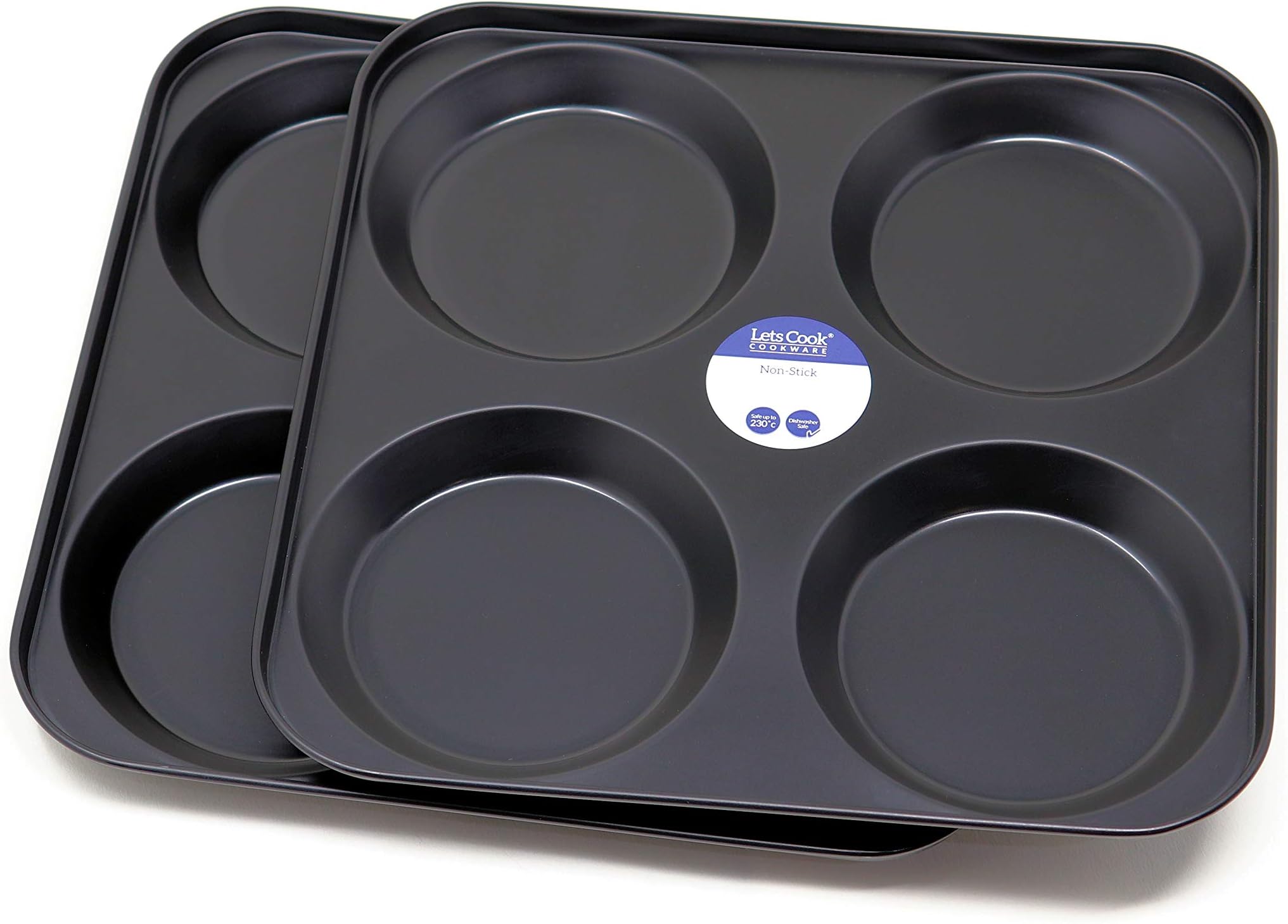 4 Cup Large Yorkshire Pudding Oven Trays, Twin Pack (Set of 2), Non Stick, British Made