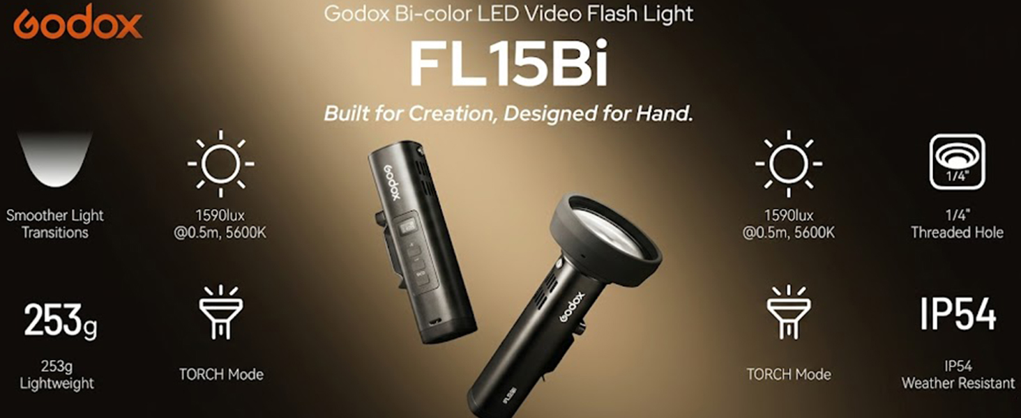 Godox FL15Bi Bi-Color LED Video Flash Light, Photography