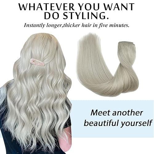 Miniatura 8 de GOO GOO Extensiones de cabello humano real con alambre, 12 pulgadas, 2.47 oz (70 g), color gris, extensiones de cabello con alambre invisible con