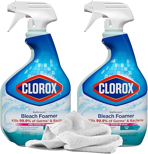 Daley Mint Toalla + 2 espumantes desinfectantes para baño, 30 onzas, potente limpiador de baño, removedor de manchas limpia ducha, bañera, azulejos,