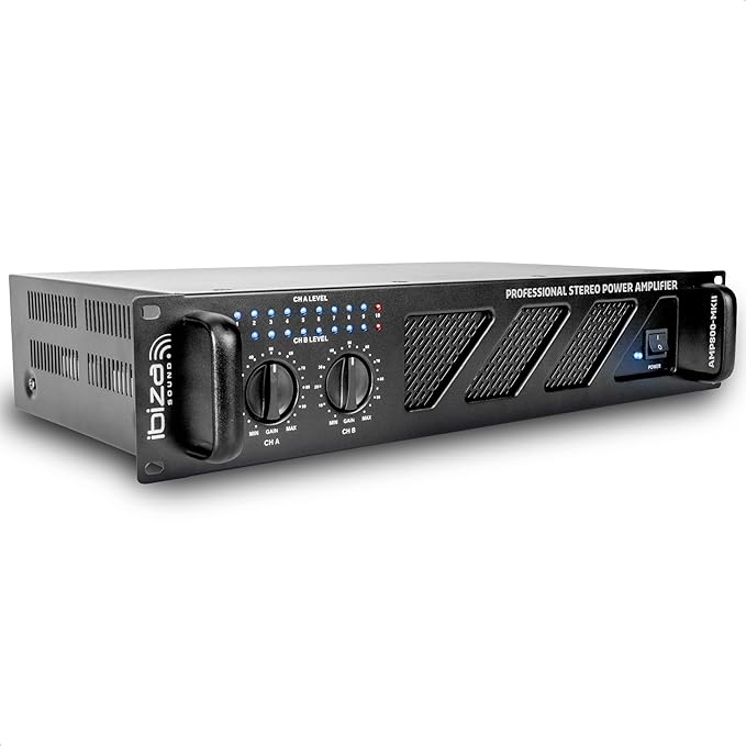 Ibiza AMP800-MKII Amplificateur Sono Professionnel 2x600W – Amplificateur de Puissance Stéréo Rackable 19” avec Entrées RCA/Jack, Sorties Speakon/Bornier et Protection Électronique