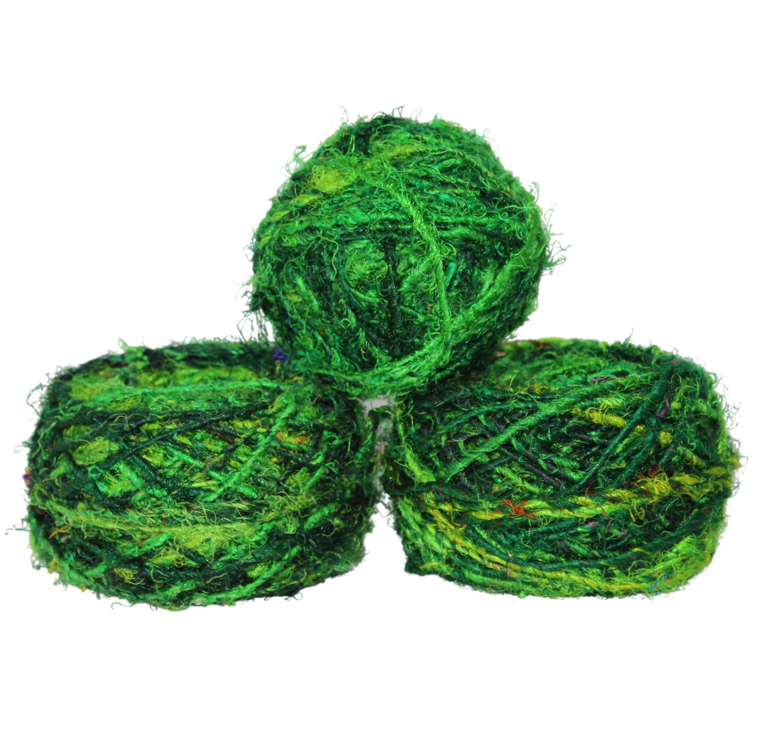 Premium Recycled Sari Silk Yarn - Green