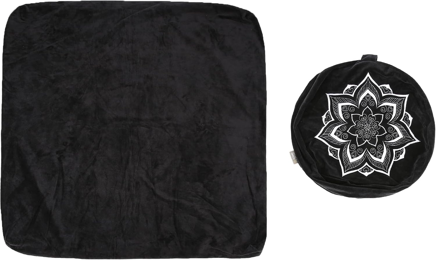 Meditation Zafu Cushion Set,Removable Machine-Washable Luxury Velvet Cover (Black(Only Cover))