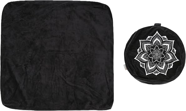 Meditation Zafu Cushion Set,Removable Machine-Washable Luxury Velvet Cover BlackOnly Cover