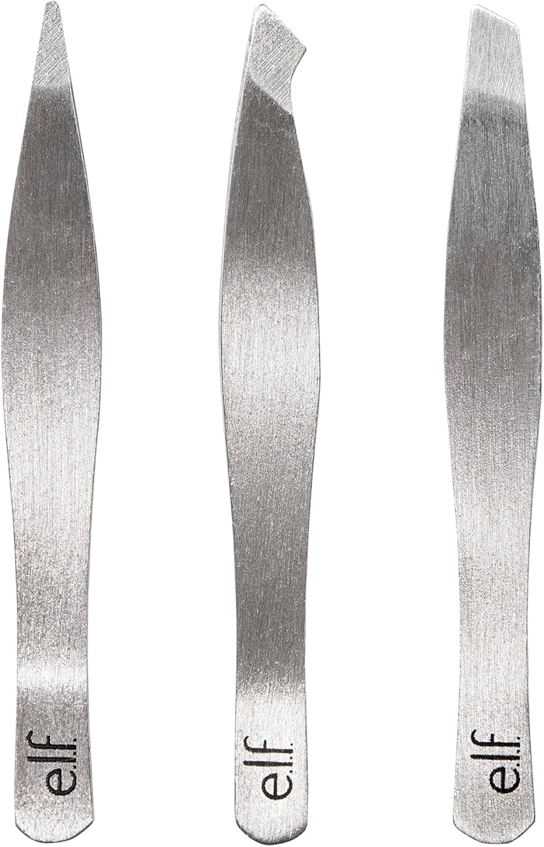 e.l.f. Tweezer Trio Kit, Three Mini Eyebrow Tweezers For Shaping, Defining & Grooming Brows, Great For Touchups On The Go, Vegan & Cruelty-Free
