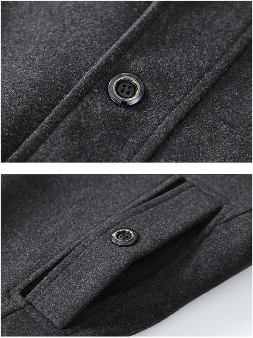Haitpant Autumn Winter Mens Woolen Coat Cotton Thicken Wool Blends Jacket Coats Tops Windproof Warm Trench Overcoats