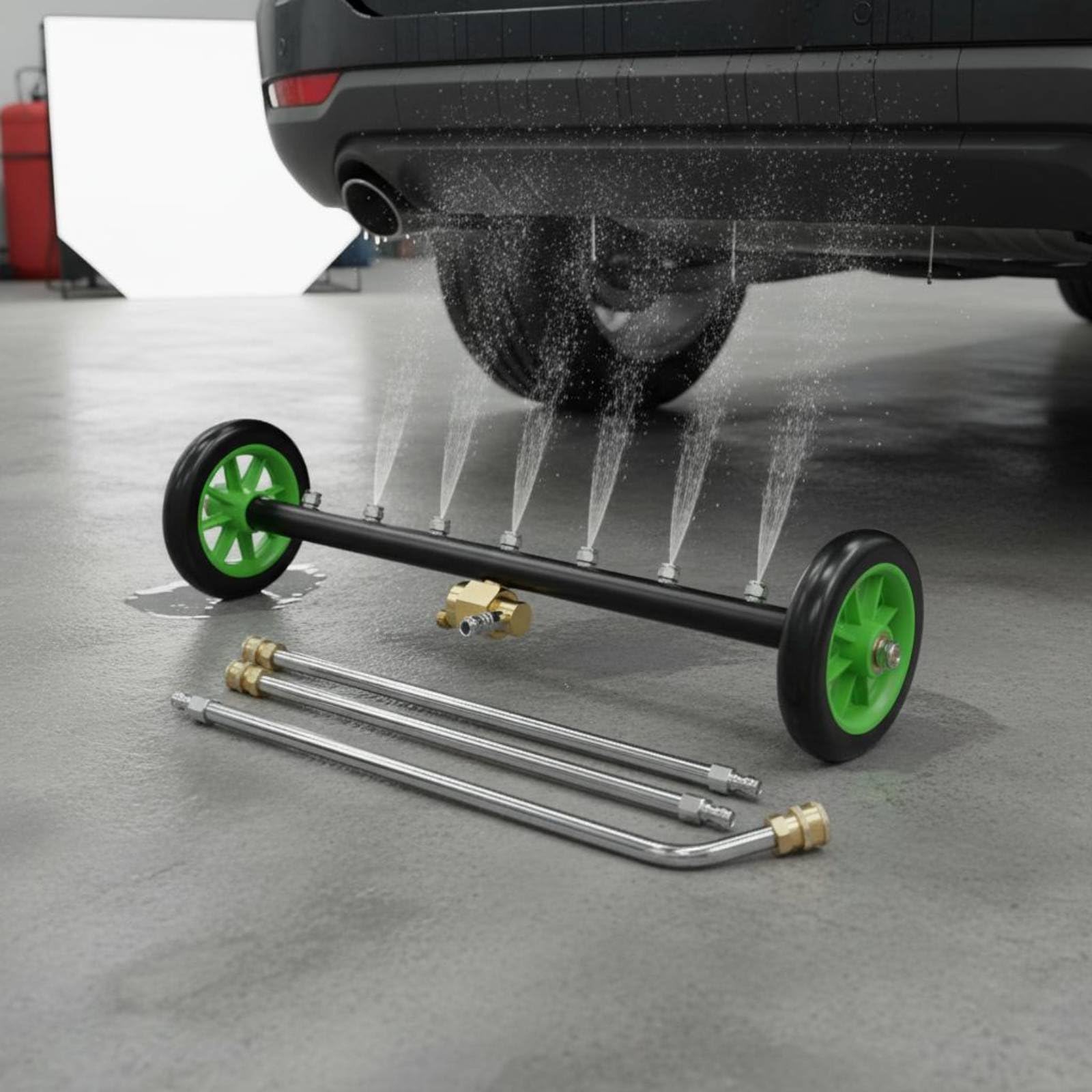 MagiDeal Lavadora de Bajos de Coche 2 en 1 Limpiador de Chasis Accesorio de Alta Presión Escoba de Agua Aluminio Remueve Arena Hojas y Grasa con 4000 PSI, Negro+Plata, No Desmontable
