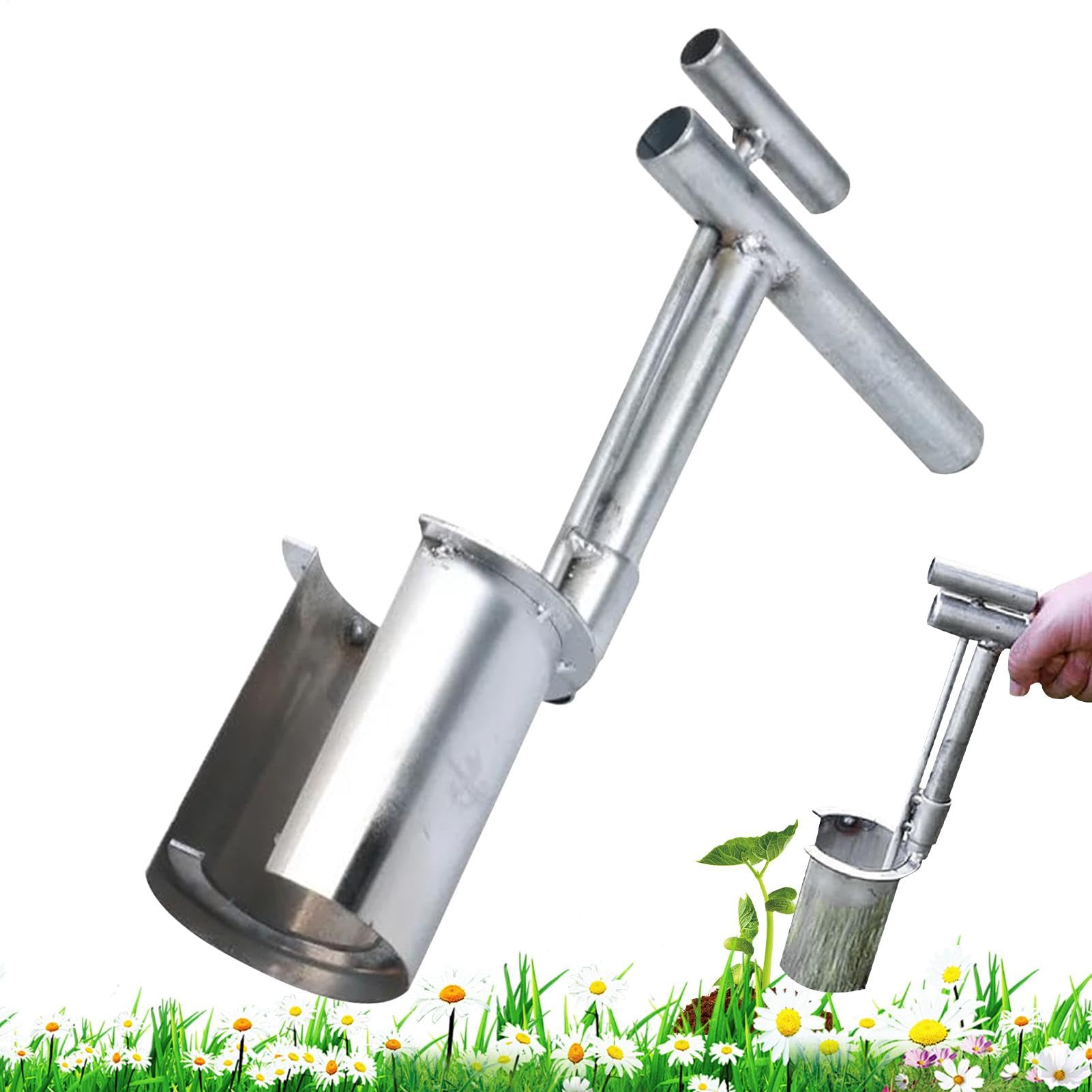 Stainless Steel Planter, Bulb Planter Tool, Handheld Transplanter, Garden Weeding Tool, Digging Garden Tool, Handheld Garden Transplanter for Digging, Weeding, and Efficient Bulb Planting
