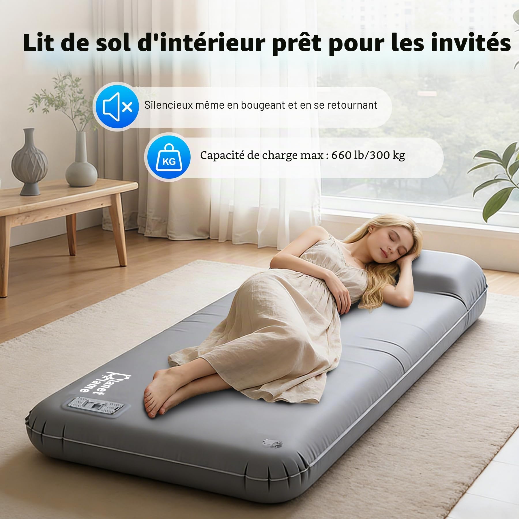 Sleepin Tapis de camping autogonflant avec pompe à air - Matelas portable gonflage/dégonflage rapide intérieur extérieur