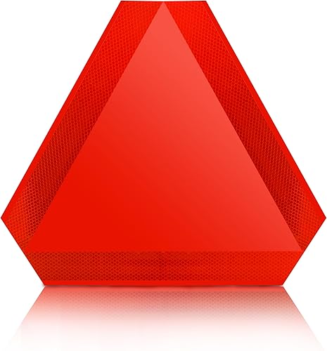 DualFerv Triángulo de vehículo de movimiento lento, letrero de aluminio de movimiento lento para carrito de golf, reflector de señal triangular de