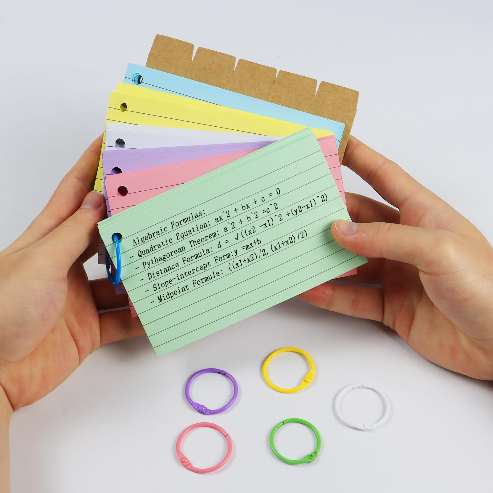 Kit de Boîte à Fiches 313 Pièces avec Boîte Noire, 300 Fiches, 5 Intercalaires