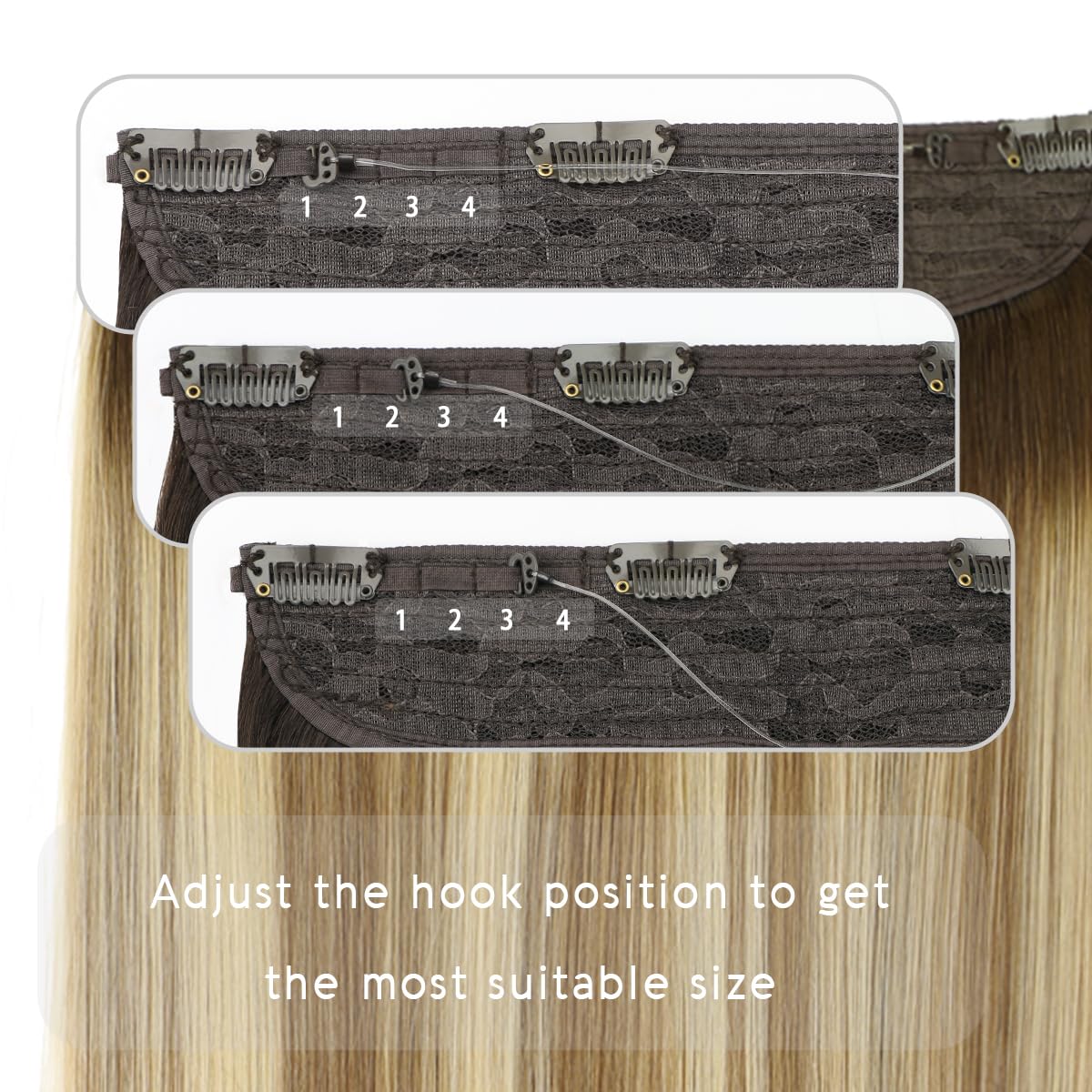 Amazon.com : VINBAO Halos Human Hair Extensions Wire Hair  display picture 2
