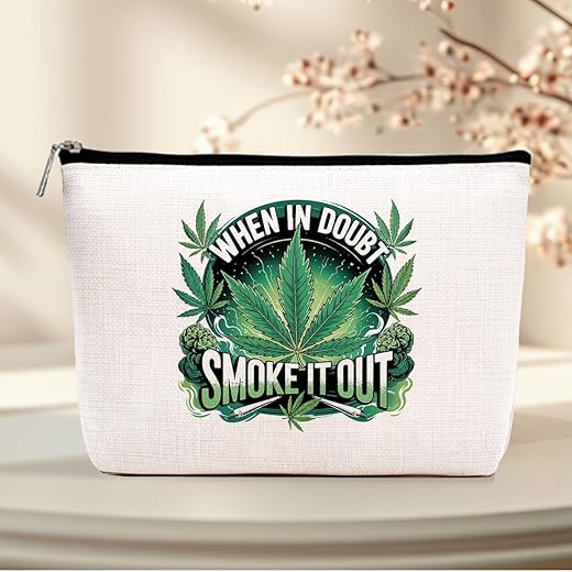 Hemp Leaf Makeup Bag for Women, Trendy Gifts for Women Friends, Travel Cosmetic Bags Sister Travel Accessories Organizer Bag Toiletry Case for Birthday Christmas Gift-2