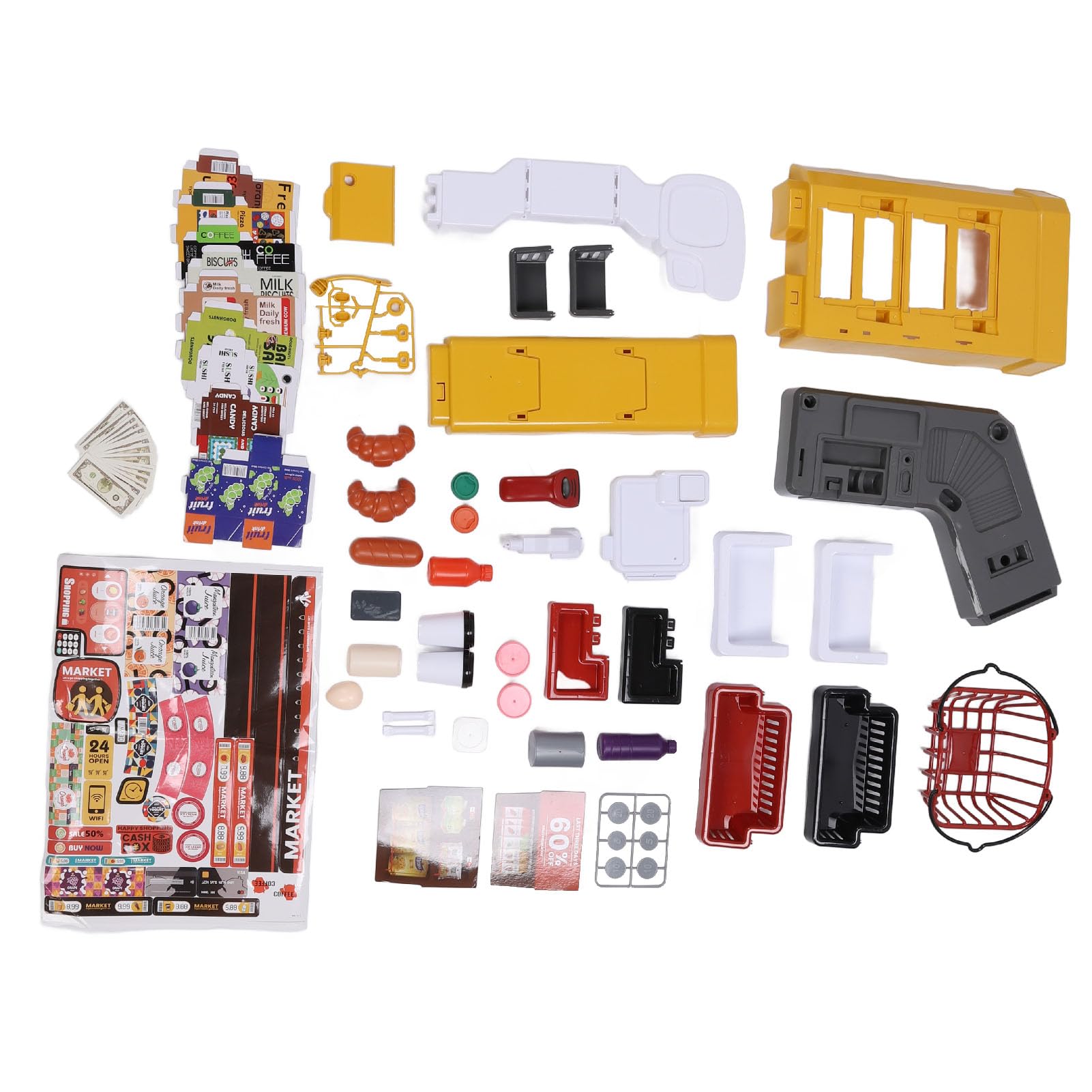 Alomejor Set da Gioco per Supermercato per Bambini, Carrello della Spesa Interattivo con Effetti Sonori e Luminosi, Gioco di Finzione, Giocattolo del Negozio di Alimentari per i più Piccoli