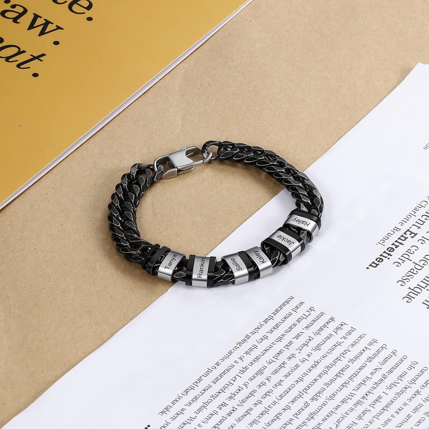 Personalized Name Cuban Link Bracelet for Men: Custom 1-6 Name Mens Bracelet - Stainless Steel Chain Link Bracelet for Men Dad Husband Boyfriend Gift