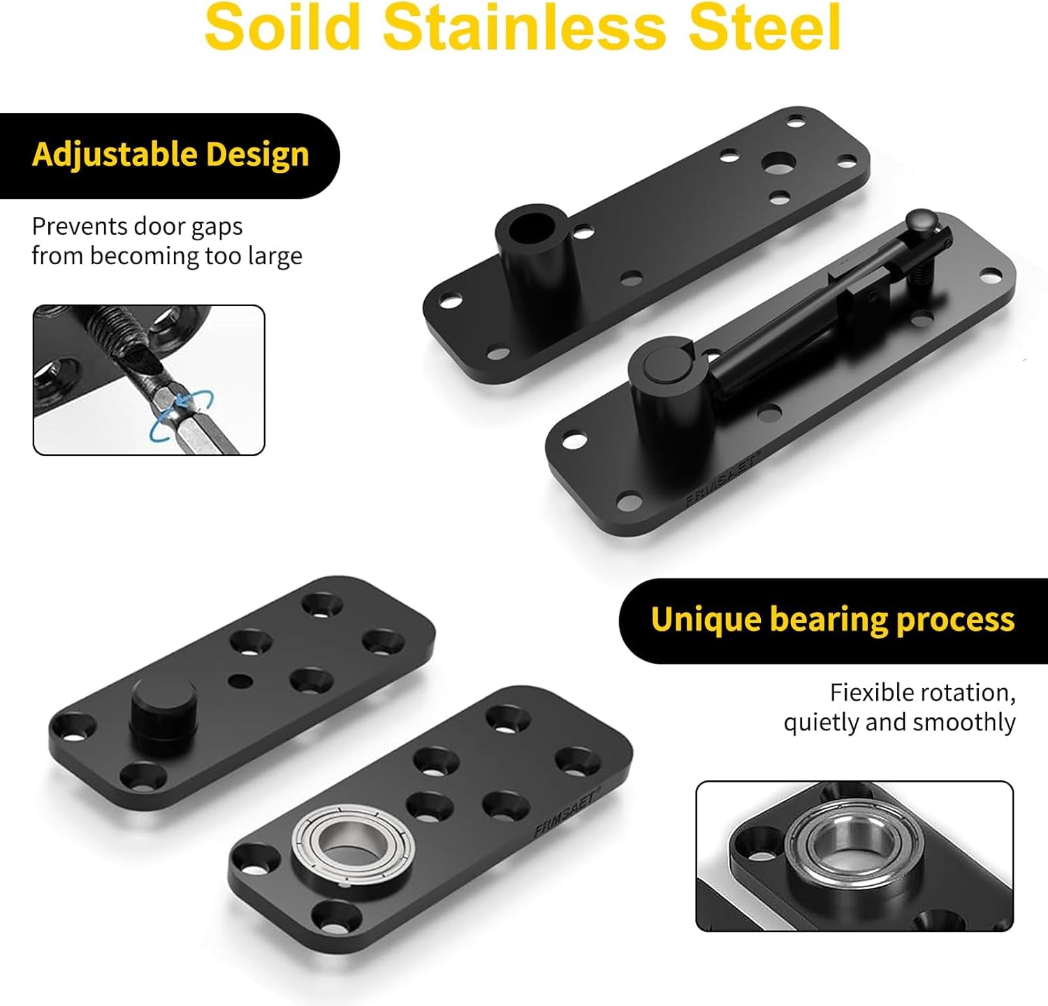 Heavy Duty Pivot Hinge for Hidden Door - 600LB Load Bearing, Stainless Steel Murphy Door Hardware for Secret Bookcase & Invisible Bookshelf Door, Silent 360° Rotation Concealed Hinge Kit