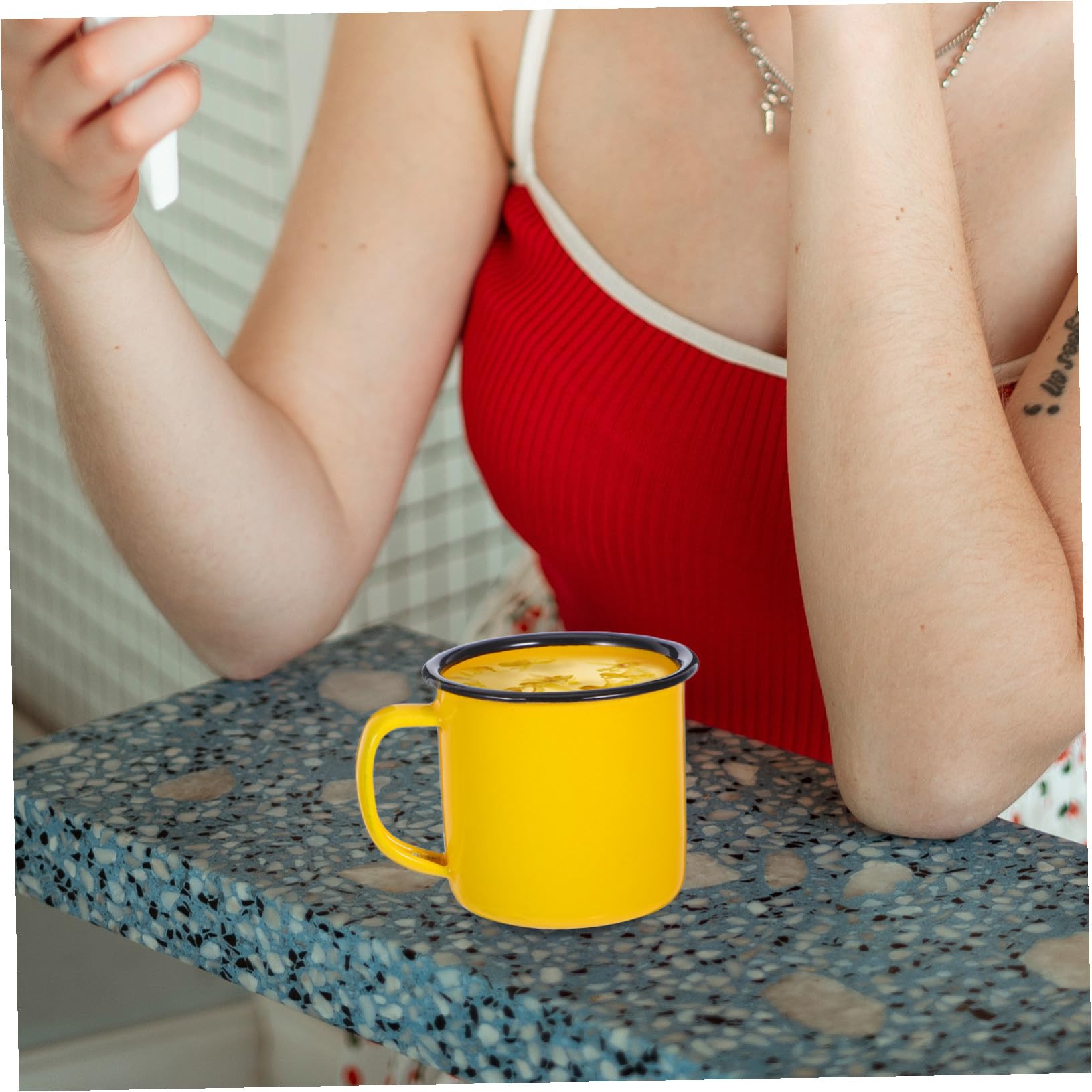 Juego de 4 Tazas Metálicas Esmaltadas para Café y Té, Estilo Retro, Ligeras para Camping, Fiestas y Uso Diario