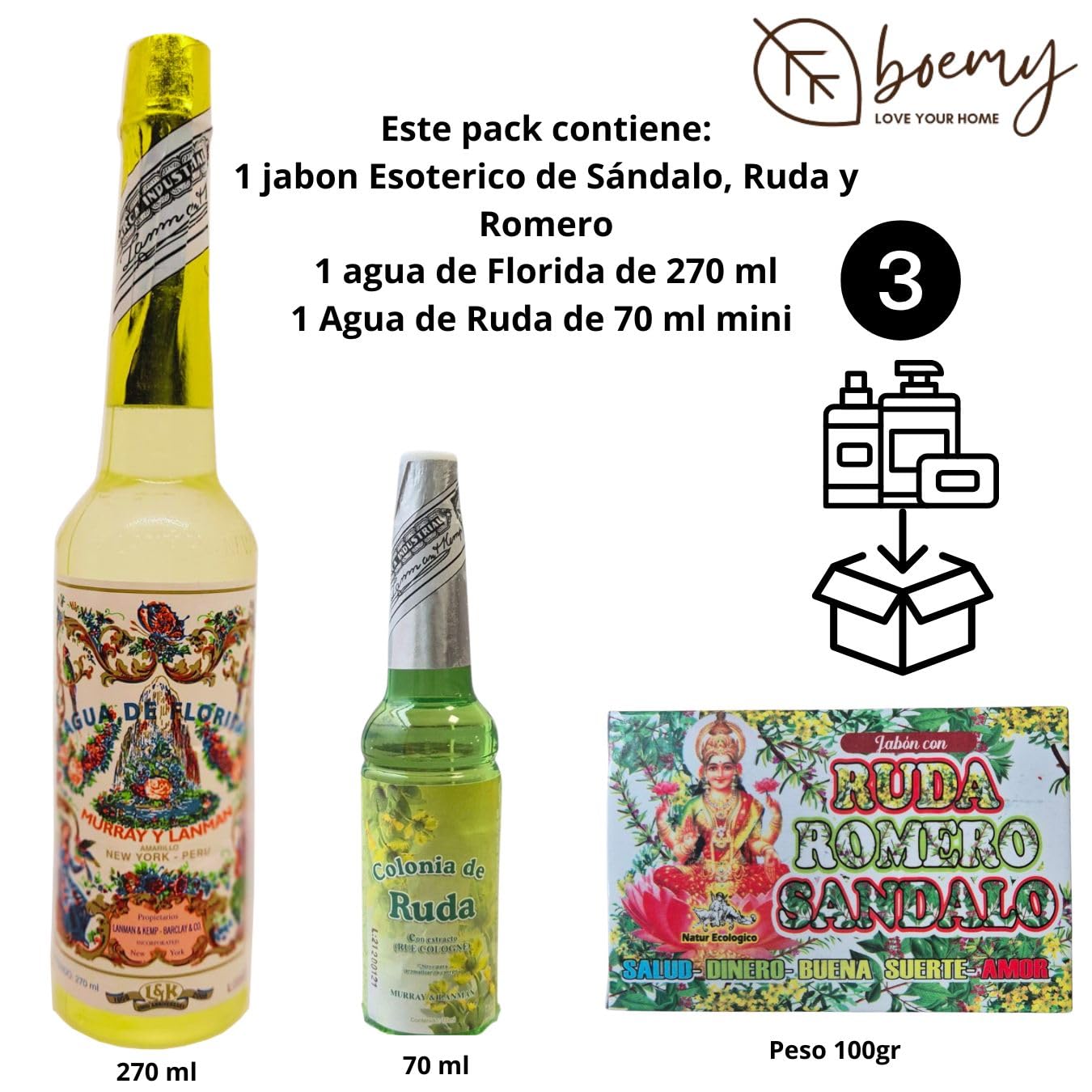 Aguas de Murray & Lanman Florida Pack Esotérico 270 ml Ruda 70 ml Jabón 100 gr