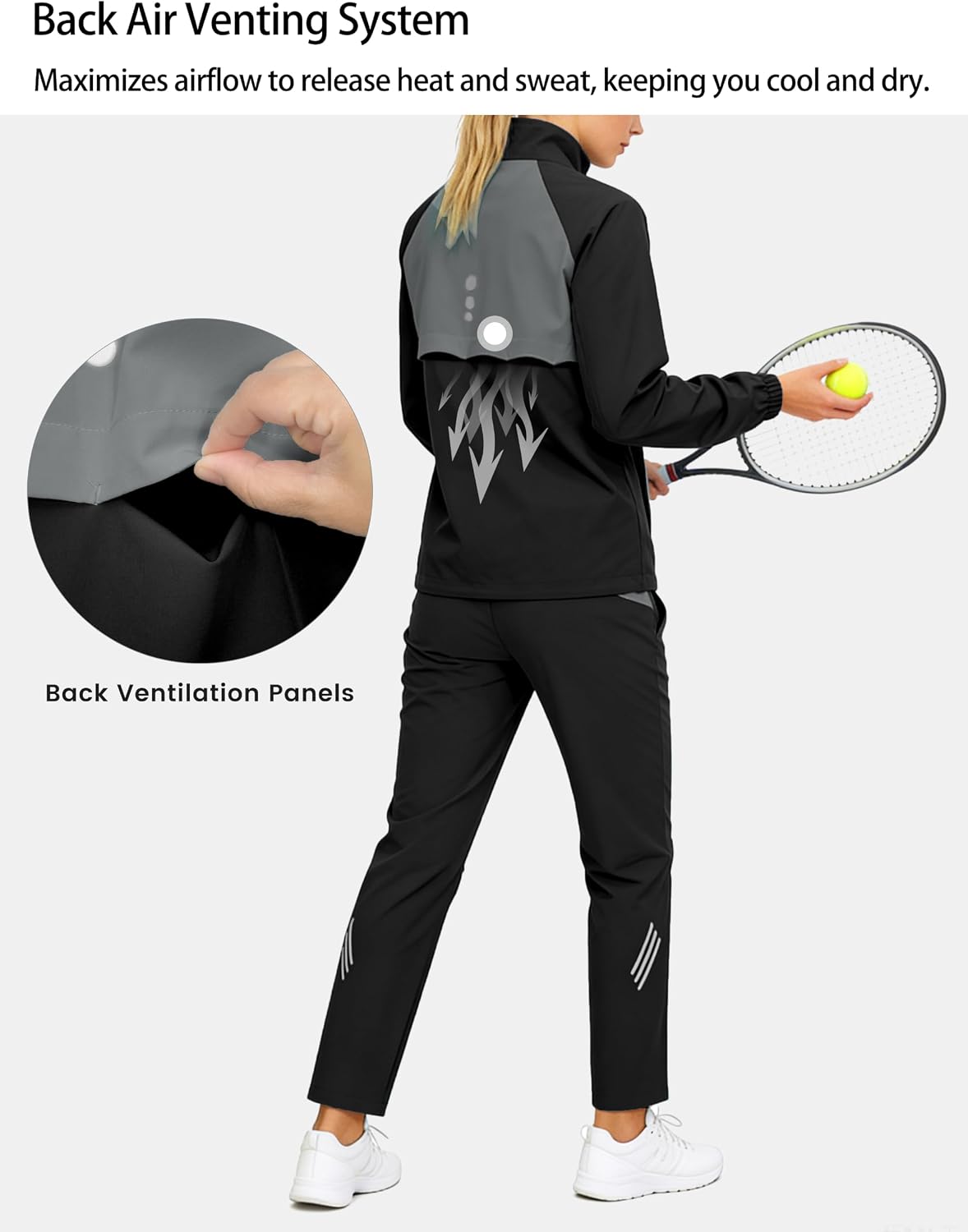 Little Donkey Andy Womens Athletic Tracksuit | UPF 50+ Water Resistant, Back Ventilation, 6 Pockets, Reflective Details, Casual Sweatsuit for Running Golf Hiking