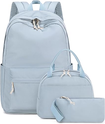 BLUBOON - Mochila escolar de lona para chicas (le cabe una laptop de 15 pulgadas), con lonchera y estuche a juego.