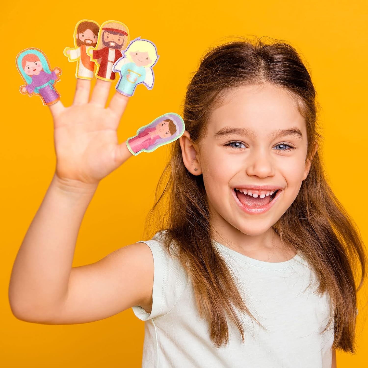 Karenhi 24 Pcs Religious Finger Puppets for Easter Christian Nativity Bible Toys Felt Jesus Toys for Easter Party Easter Egg Fillers Sunday School Activity Supplies Bible Study Set, 8 Styles
