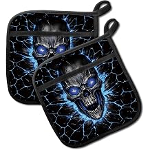 2 Pack Pot Holders for Kitchen Clearance, Cute Hot Pads, Funny Oven Pot Holders, Potholders Sets for Kitchen Heat Resistant Trendy Skull