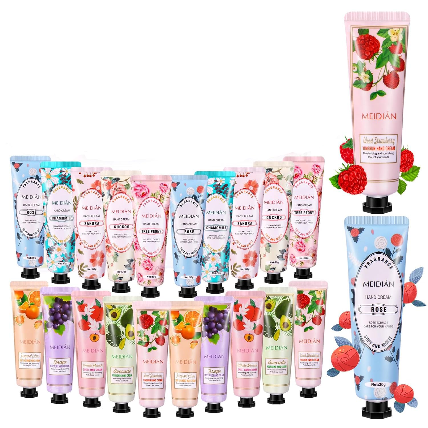 20 Pack Hand Cream Gift Set for Women, Mini Hand Care Lotion, Travel Size for Dry Cracked Hand, Plant Fragrance Hand Care Moisturizing Cream, for Christmas Mother's Day Valentine's Day