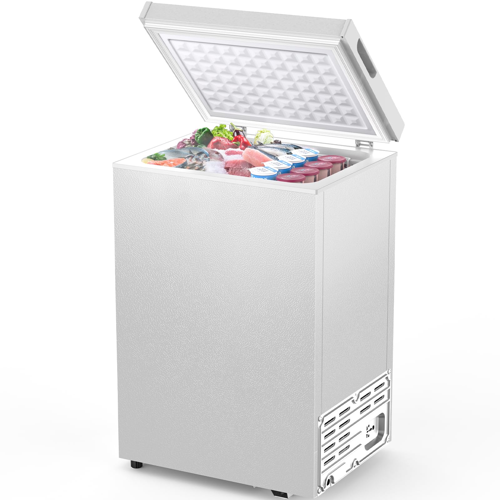 Joy Pebble Chest Freezer With Removable Basket And Bottom Defrost Water Drain Top Open Door Freestanding, Mini Freezer, Deep Freezer With Adjustable 7 Thermostat For Apartment/Home,2.8 Cu.Ft, White | Fridge.com