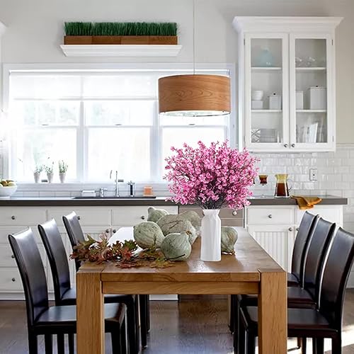 Miniatura 5 de AILANDA 12 paquetes de flores artificiales de gypsophila, arreglos florales de seda rosa, arbusto de aliento de bebé, flores artificiales de tacto