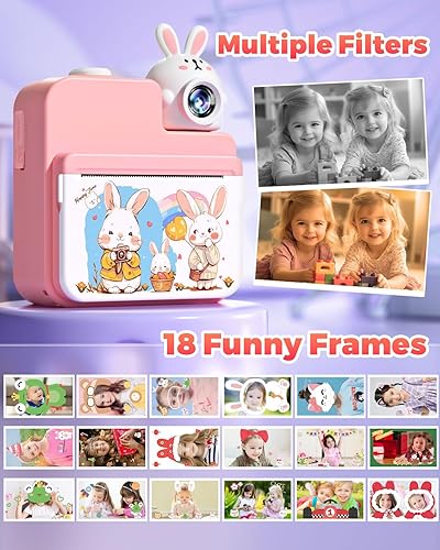 Miniatura 5 de Juguetes de impresión instantánea con cámara para niños, regalos de cumpleaños de Navidad para niñas y niños, cámara digital para niños de 3 4 5 6 7