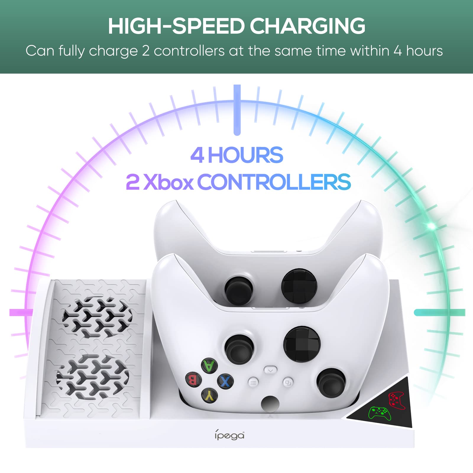 FASTSNAIL Soporte de carga con ventilador de refrigeración para controlador y consola Xbox Series S, accesorios de juego Xbox Series S con 2 baterías de 1400 mAh, estación de carga de controlador dual
